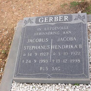 GERBER Jacobus Stephanus 1927-1993 &amp; Jacoba Hendrika B. 1922-1998