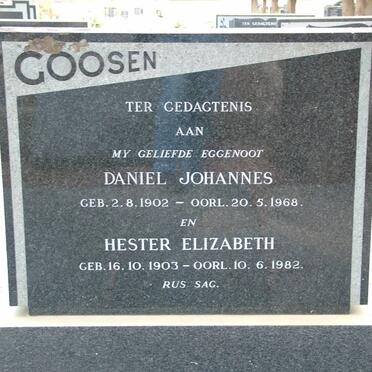 GOOSEN Daniel Johannes 1902-1968 &amp; Hester Elizabeth 1903-1982
