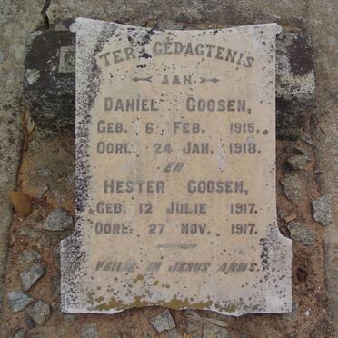 GOOSEN Daniel 1915-1918 :: GOOSEN Hester 1917-1917