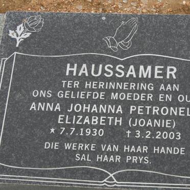 HAUSSAMER Anna Johanna Petronella Elizabeth 1930-2003