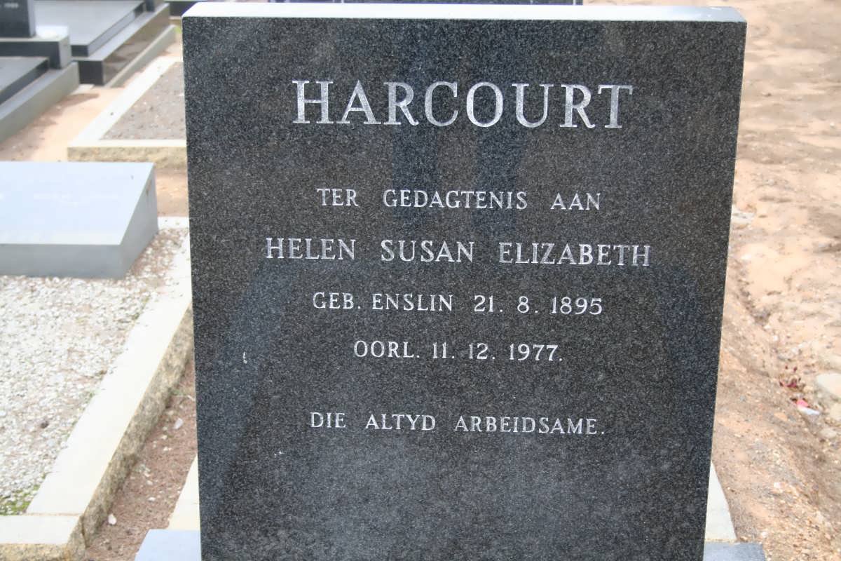 HARCOURT Helen Susan Elizabeth nee ENSLIN 1895-1977