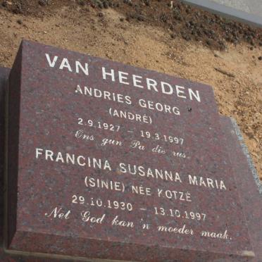 HEERDEN Andries Georg, van 1927-1997 &amp; Francina Susanna Maria KOTZE 1930-1997