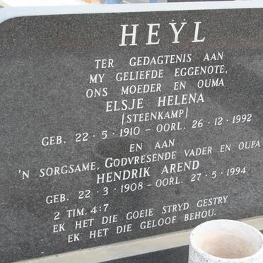 HEŸL Hendrik Arend 1908-1994 &amp; Elsje Helena STEENKAMP 1910-1992
