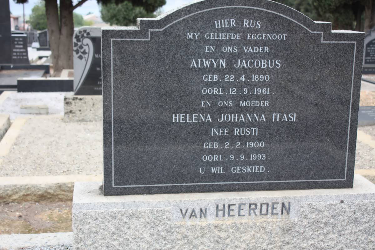 HEERDEN Alwyn Jacobus, van 1890-1961 &amp; Helena Johanna RUST 1900-1993