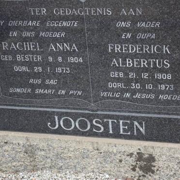 JOOSTEN Frederick Albertus 1908-1973 &amp; Rachel Anna BESTER 1904-1973