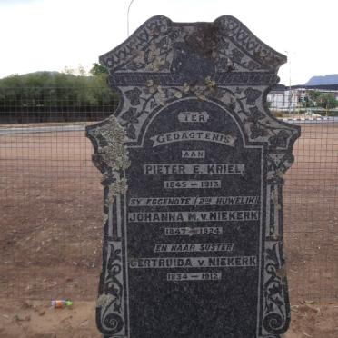 KRIEL Pieter E. 1845-1913 &amp; Johanna M. VAN NIEKERK 1847-1924 :: VAN NIEKERK Getruida 1834-1912