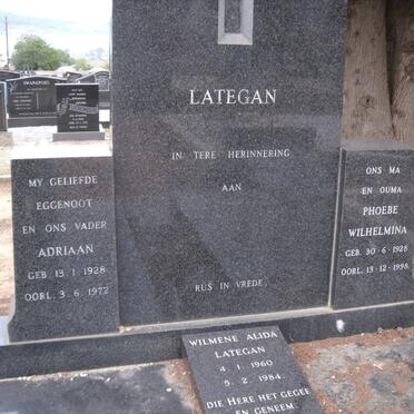 LATEGAN Adriaan 1928-1972 &amp; Phoebe Wilhelmina 1928-1998 :: LATEGAN Wilmene Alida 1960-1984