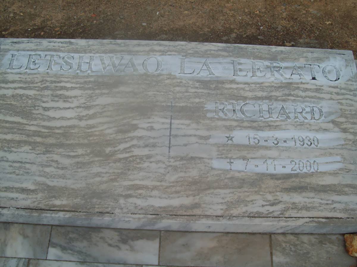 LERATO Letshwao Richard, la 1930-2000