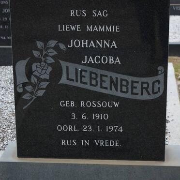 LIEBENBERG Johanna Jacoba nee ROSSOUW 1910-1974