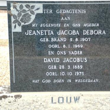 LOUW David Jacobus 1889-1975 &amp; Jeanetta Jacoba Debora BRAND 1907-1969