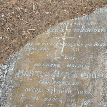 LOUW Martha Maria  nee KRIEGLER -1933