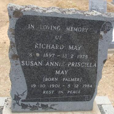 MAY Richard 1897-1975 &amp; Susan Annie Priscilla PALMER 1901-1984