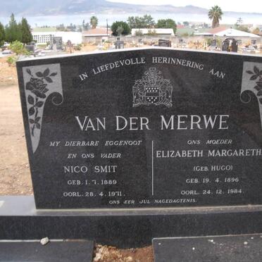 MERWE Nico Smit, van der 1889-1971 &amp; Elizabeth Margaretha HUGO 1896-1984