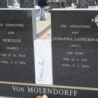 MOLENDORFF Hercules, von 1908-1976 &amp; Johanna Catherina KEMP 1912-2001