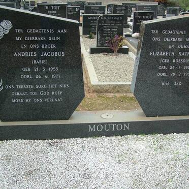 MOUTON Elizabeth Katharina nee ROSSOUW 1920-1991 :: MOUTON Andries Jacobus 1955-1977