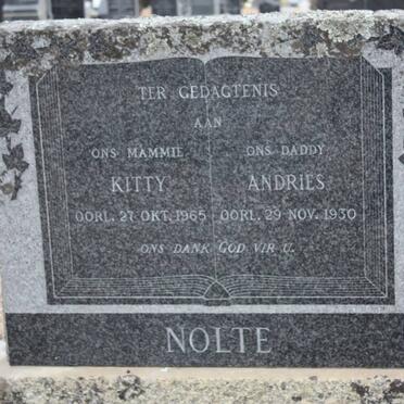 NOLTE Andries -1930 &amp; Kitty -1965 :: BADENHORST Mercia Magdalene 1931-2000