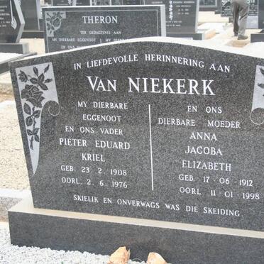 NIEKERK Pieter Eduard Kriel, van 1908-1976 &amp; Anna Jacoba Elizabeth 1912-1998 