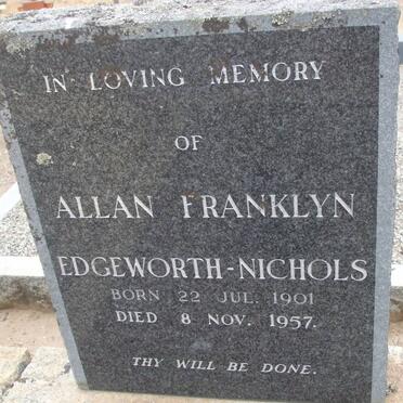 NICHOLS Allan Franklyn, Edgeworth 1901-1957 &amp; Louisa Margaretha ROSSOUW 1905-1968