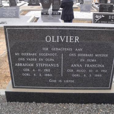 OLIVIER Abraham Stephanus 1912-1980 &amp; Anna Francina HUGO 1912-1989