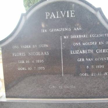 PALVIE Floris Nicolaas 1895-1975 &amp; Elizabeth Christina Van DEVENTER 1898-1974