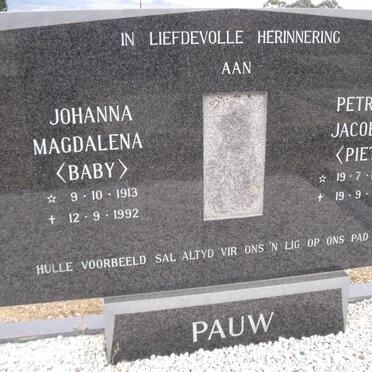 PAUW Petrus Jacobus 1907-1991 &amp; Johanna Magdalena 1913-1992