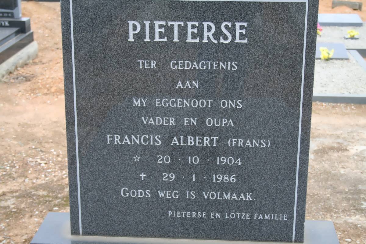 PIETERSE Francis Albert 1904-1986
