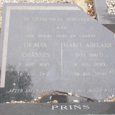 PRINS Thomas Johannes 1890-1971 &amp; Mabel Adelaide SMIT 1893-1970
