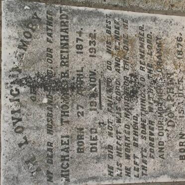 REINHARDT Michael Thomas B. 1874-1932 &amp; Dolphin 1876-1952