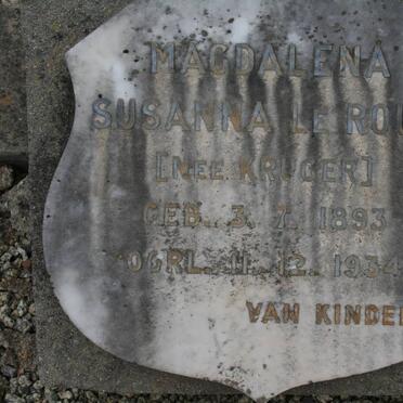 ROUX Magdalena Susanna, le nee KRUGER 1893-1934