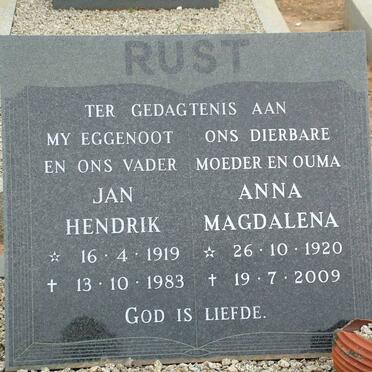 RUST Jan Hendrik 1919-1983 &amp; Anna Magdalena 1920-2009