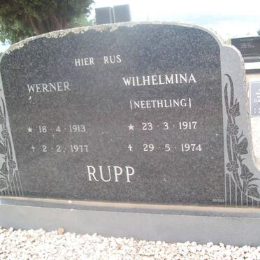 RUPP Werner 1913-1977 &amp; Wilhelmina NEETHLING 1917-1974