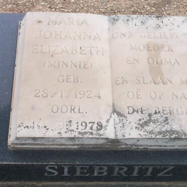 SIEBRITZ Maria Johanna Elizabeth nee MINNIE 1924-1978