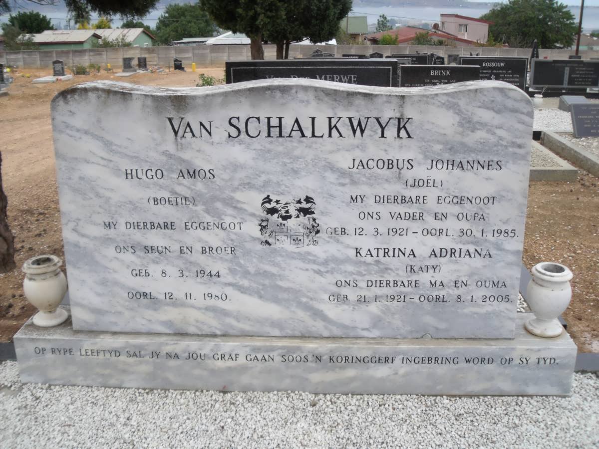 SCHALKWYK Jacobus Johannes, van 1921-1985 &amp; Katrina Adriana 1921-2005 :: VAN SCHALKWYK Hugo Amos 1944-1980