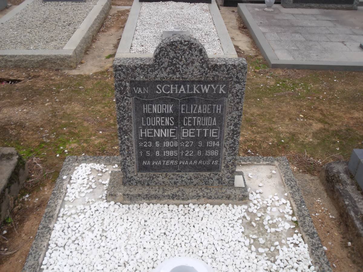 SCHALKWYK Hendrik Lourens, van 1908-1985 &amp; Elizabeth Getruida 1914-1986