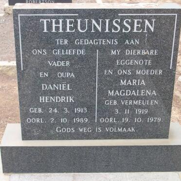 THEUNISSEN Daniël Hendrik 1913-1989 &amp; Maria Magdalena VERMEULEN 1919-1979