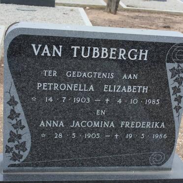 TUBBERGH Petronella Elizabeth, van 1903-1985 :: VAN TUBBERGH Anna Jacomina Frederika 1905-1986