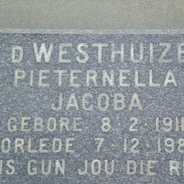 WESTHUIZEN Pieternella Jacoba, van der 1911-1984