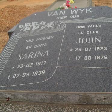 WYK John, van 1923-1976 &amp; Sarina 1917-1999
