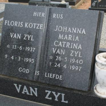 ZYL Floris Kotze, van 1937-1995 &amp; Johanna Maria Catrina 1940-1997