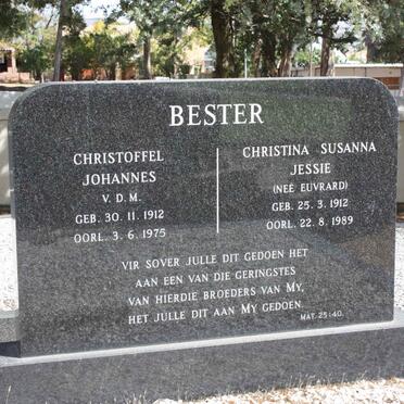 BESTER Christoffel Johannes 1912-1975 &amp; Christina Susanna EUVRARD 1912-1989