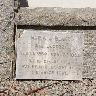 BLAKE Robert 1869-1936 &amp; Maria J. JACOBZ 1869-1953