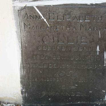 CILLIE Anna Elizabeth Margaretha Maria nee LE ROUX 1810-1854