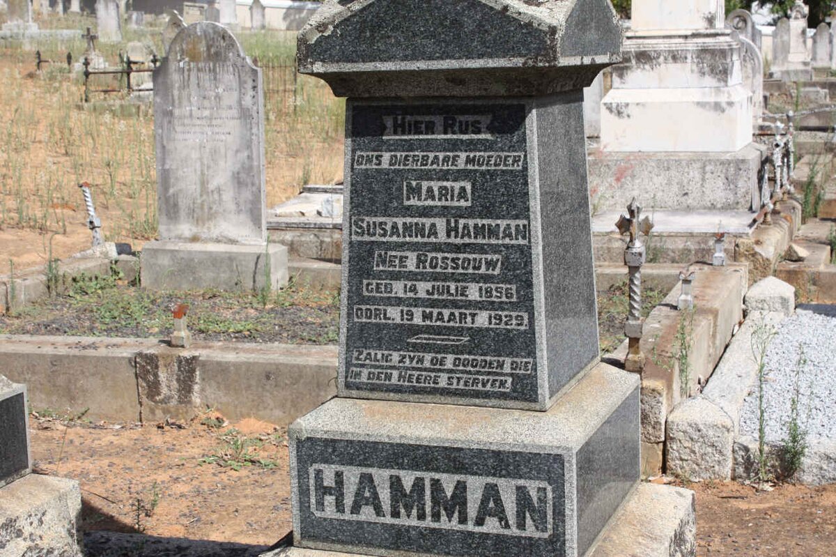 HAMMAN Maria Susanna nee ROSSOUW  1856-1929