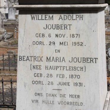 JOUBERT Willem Adolph 1871-1952 &amp; Beatrix Maria HAUPTFLEISCH 1870-1931