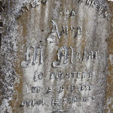 MALAN Anna M. 1878-1895