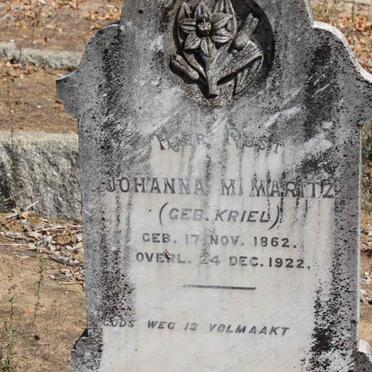 MARITZ Johanna M. nee KRIEL 1862-1922