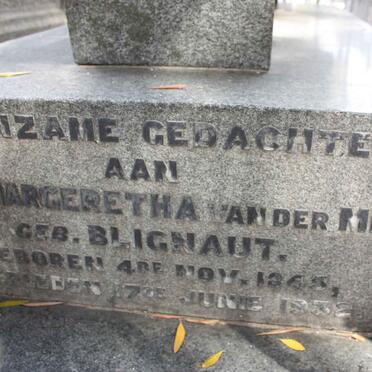 MERWE Susanna Margeretha, van der nee BLIGNAUT 1845-1932 