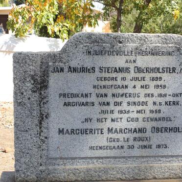 OBERHOLSTER Jan Andries Stefanus 1899-1958 &amp; Marguerite Marchand LE ROUX -1973