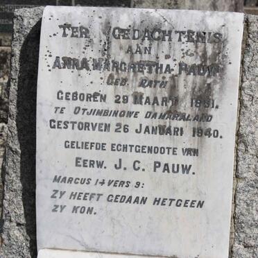 PAUW Anna Margaretha nee RATH 1851-1940