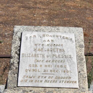 PLESSIS Margaretha Elizabeth, du nee DE KOCK 1836-1901